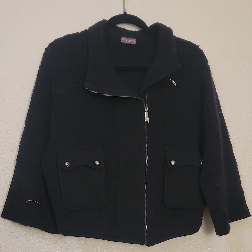 Christopher & Banks Dark Knit Teddy Jacket